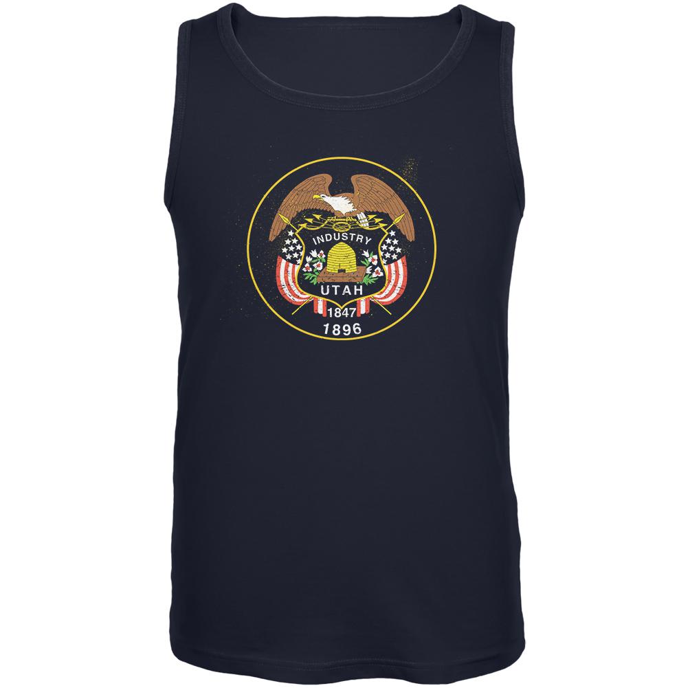 Born and Raised Utah State Flag Mens Tank Top Men's Tank Tops Old Glory 2XL Navy
