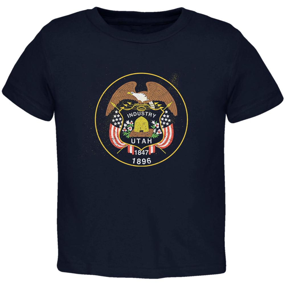 Born and Raised Utah State Flag Toddler T Shirt Toddler T-Shirts Old Glory 2T Navy