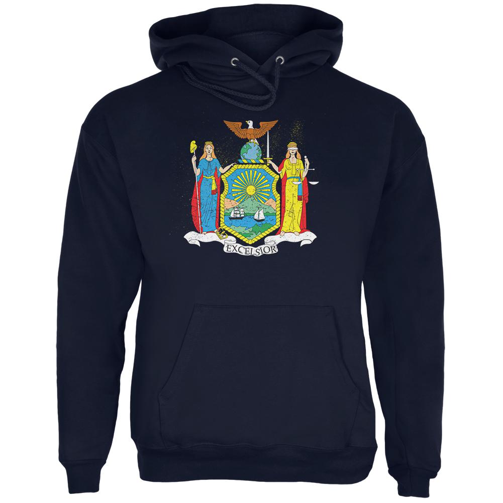 Born and Raised New York State Flag Mens Hoodie Men's Hoodies Old Glory 2XL Navy