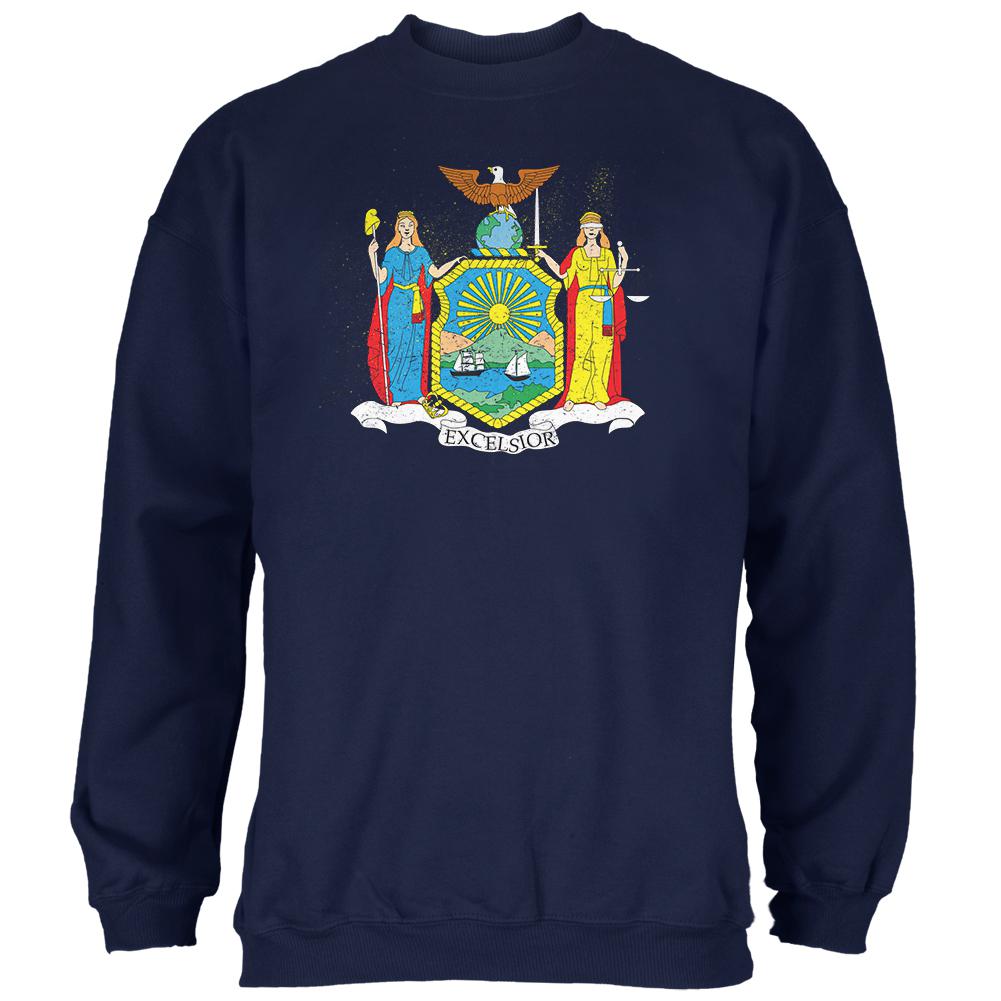 Born and Raised New York State Flag Mens Sweatshirt Men's Sweatshirts Old Glory 2XL Navy