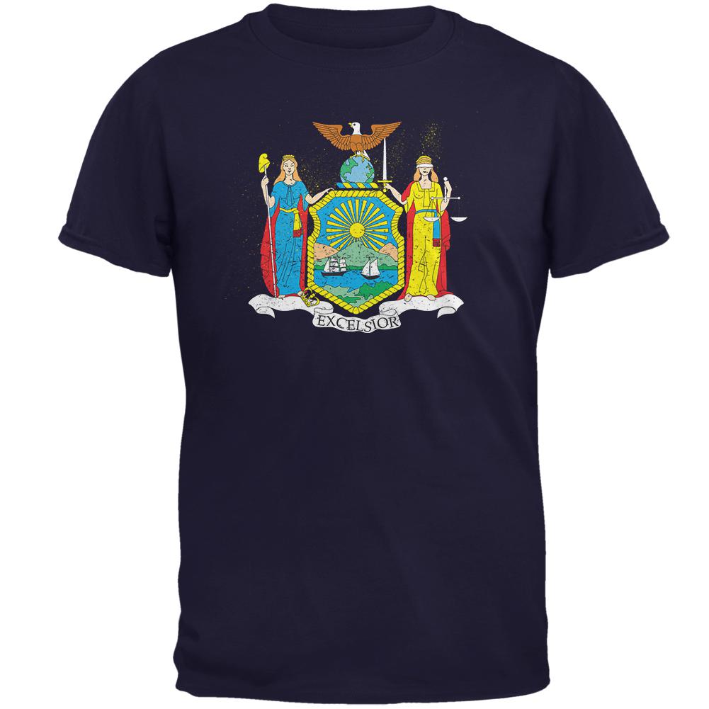 Born and Raised New York State Flag Mens T Shirt Men's T-Shirts Old Glory 2XL Navy