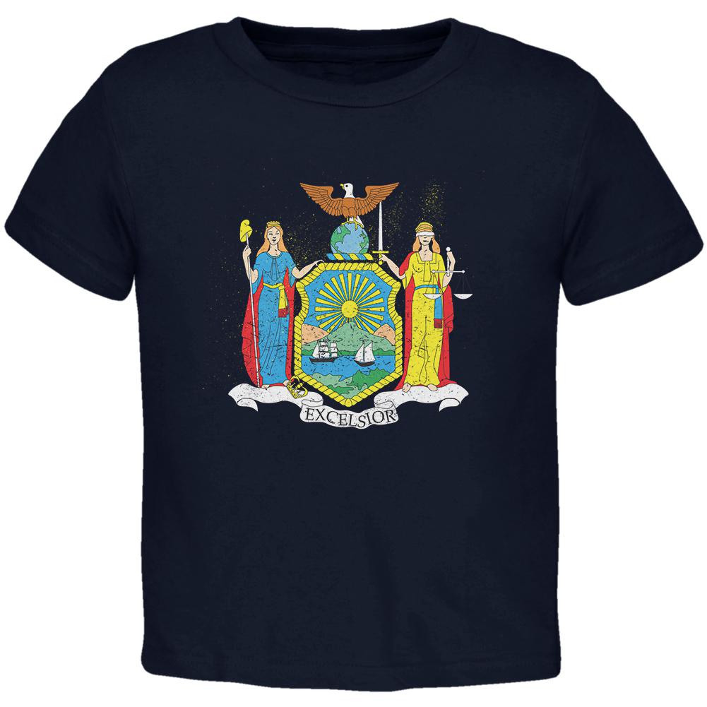 Born and Raised New York State Flag Toddler T Shirt Toddler T-Shirts Old Glory 2T Navy