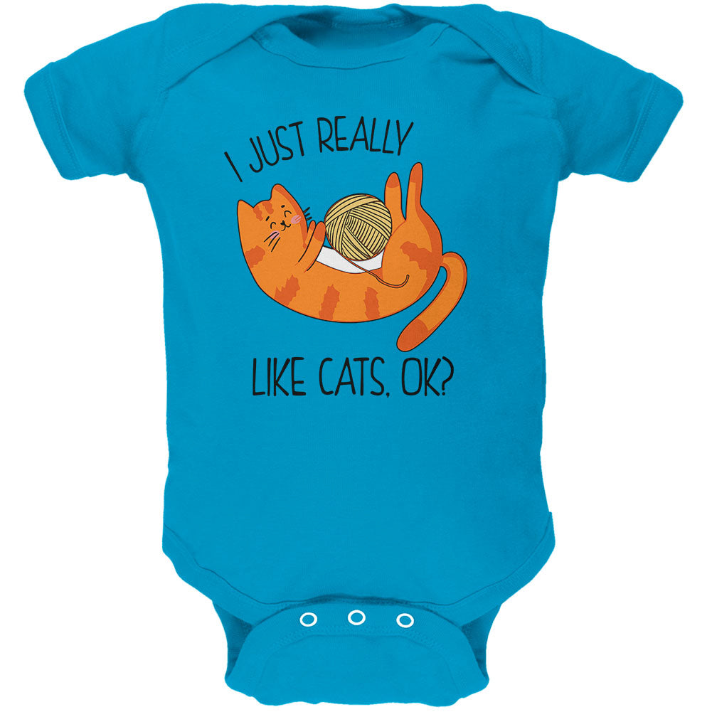 I Just Really Like Cats Ok Cute Soft Baby One Piece Baby One Piece Old Glory 0-3M Blue