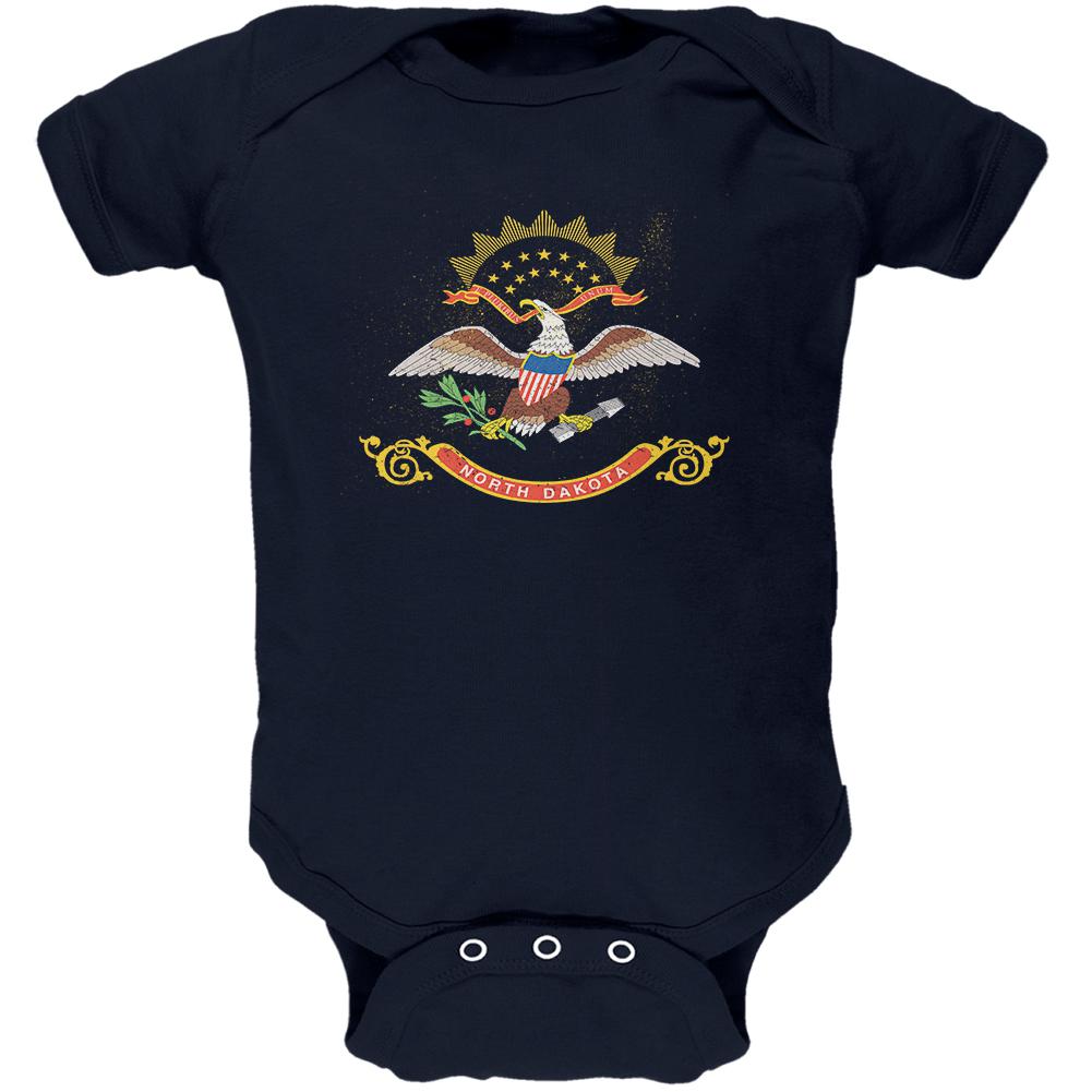 Born and Raised North Dakota State Flag Soft Baby One Piece Baby One Piece Old Glory 0-3M Navy