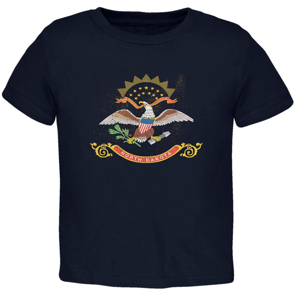 Born and Raised North Dakota State Flag Toddler T Shirt Toddler T-Shirts Old Glory 2T Navy