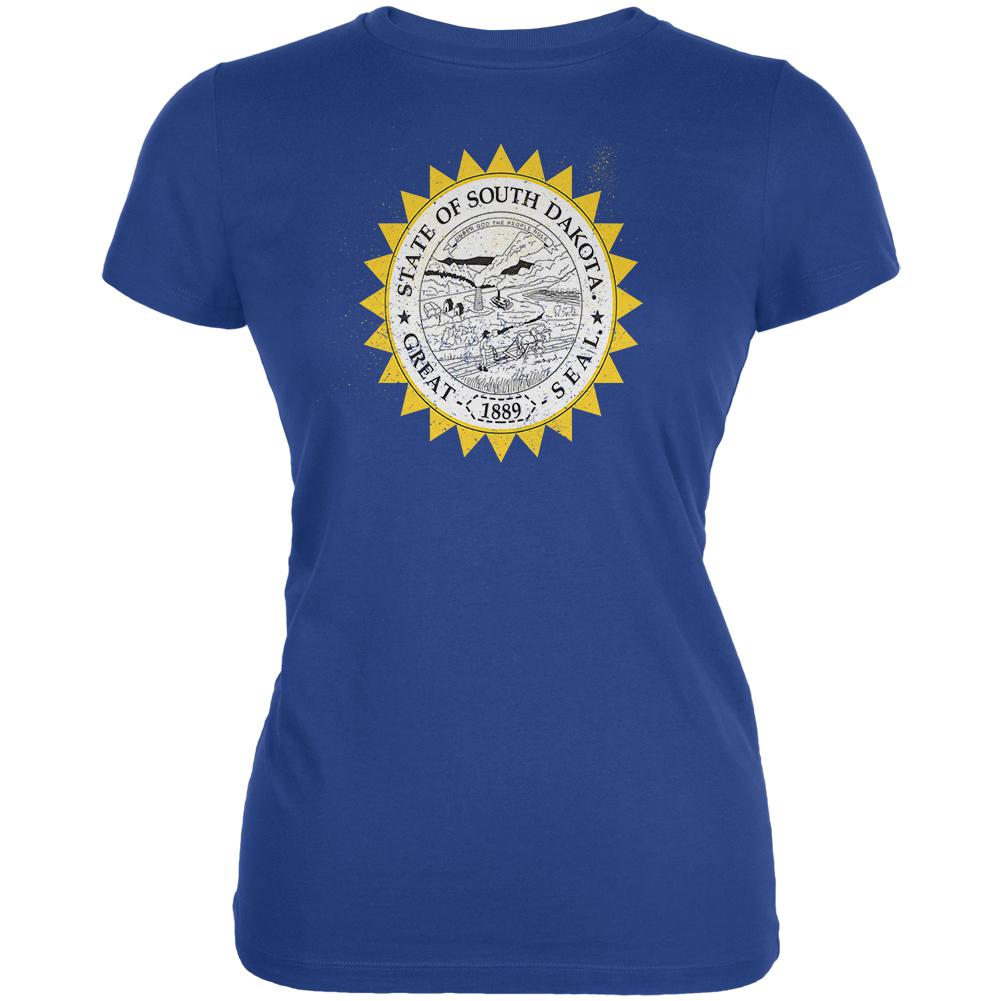 Born and Raised South Dakota State Flag Juniors Soft T Shirt Juniors T-Shirts Old Glory 2XL Blue