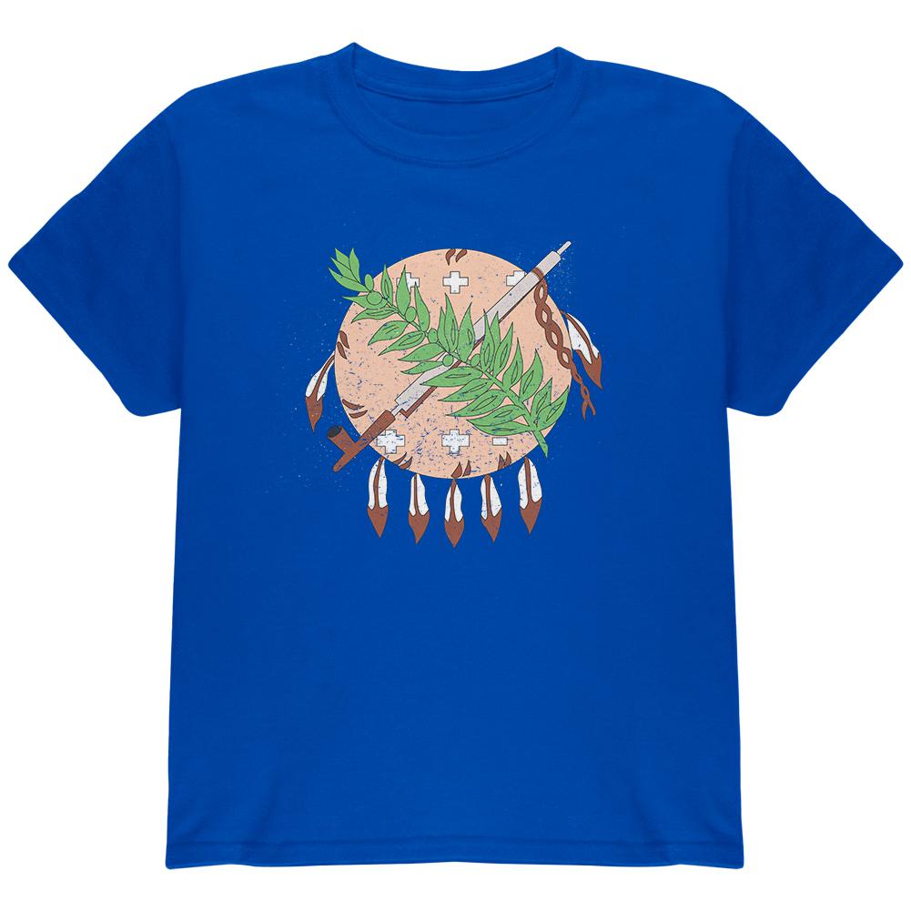 Born and Raised Oklahoma State Flag Youth T Shirt Youth T-Shirts Old Glory LG Blue