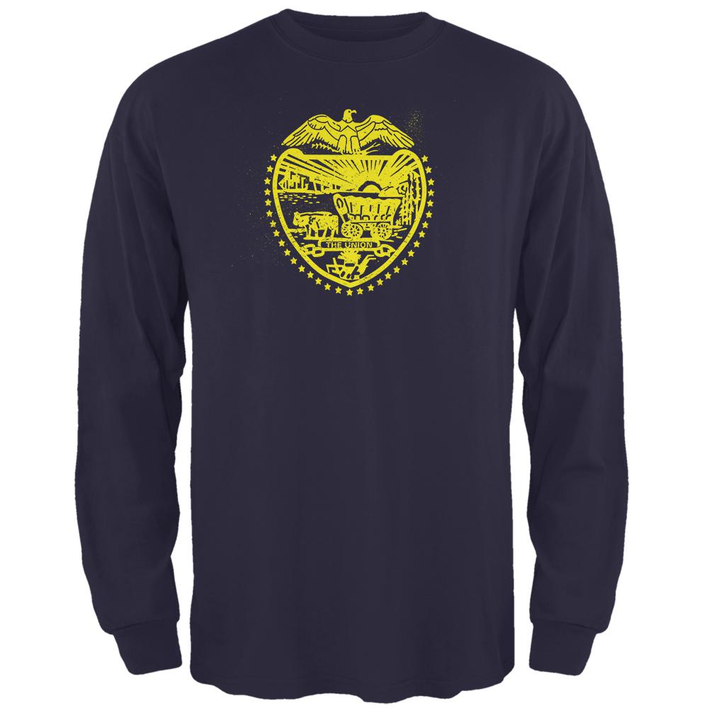 Born and Raised Oregon State Flag Mens Long Sleeve T Shirt Men's Long Sleeves Old Glory 2XL Navy