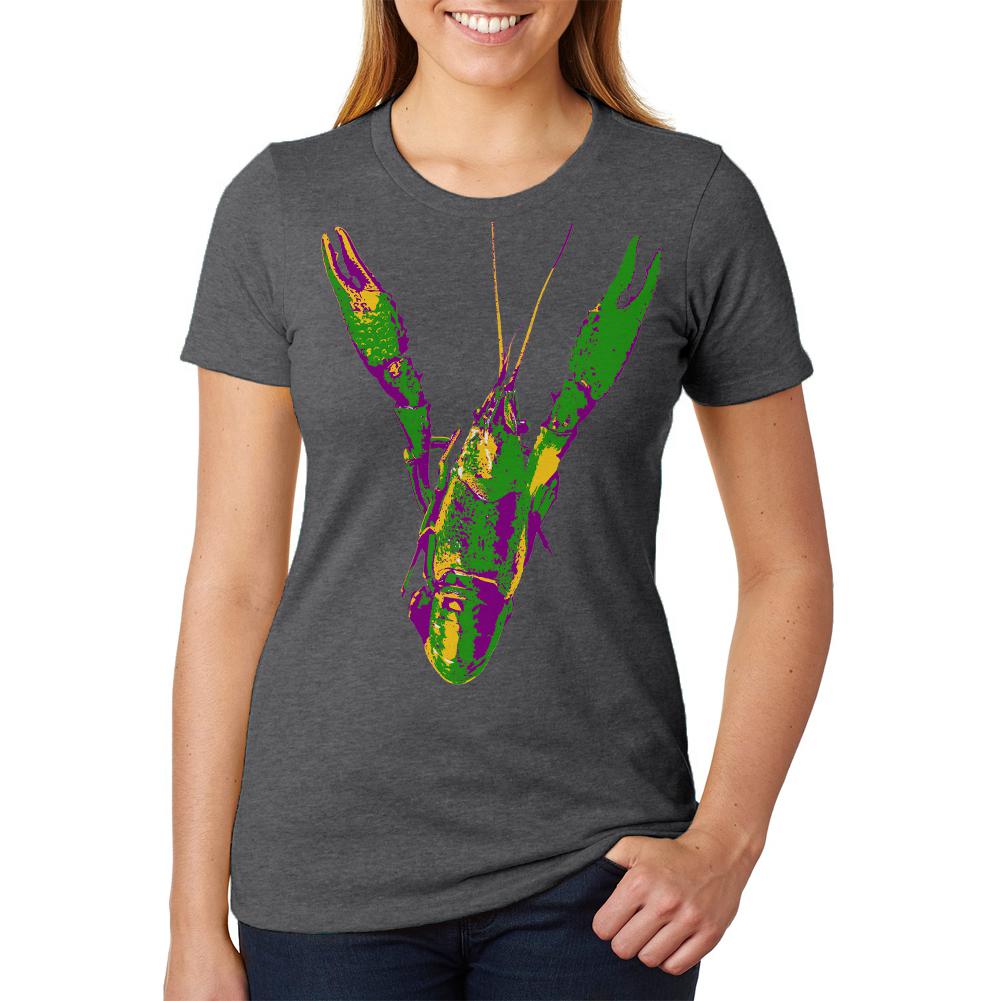 Mardi Gras Crawfish Womens Soft Heather T Shirt Women's T-Shirts Old Glory 2XL Black