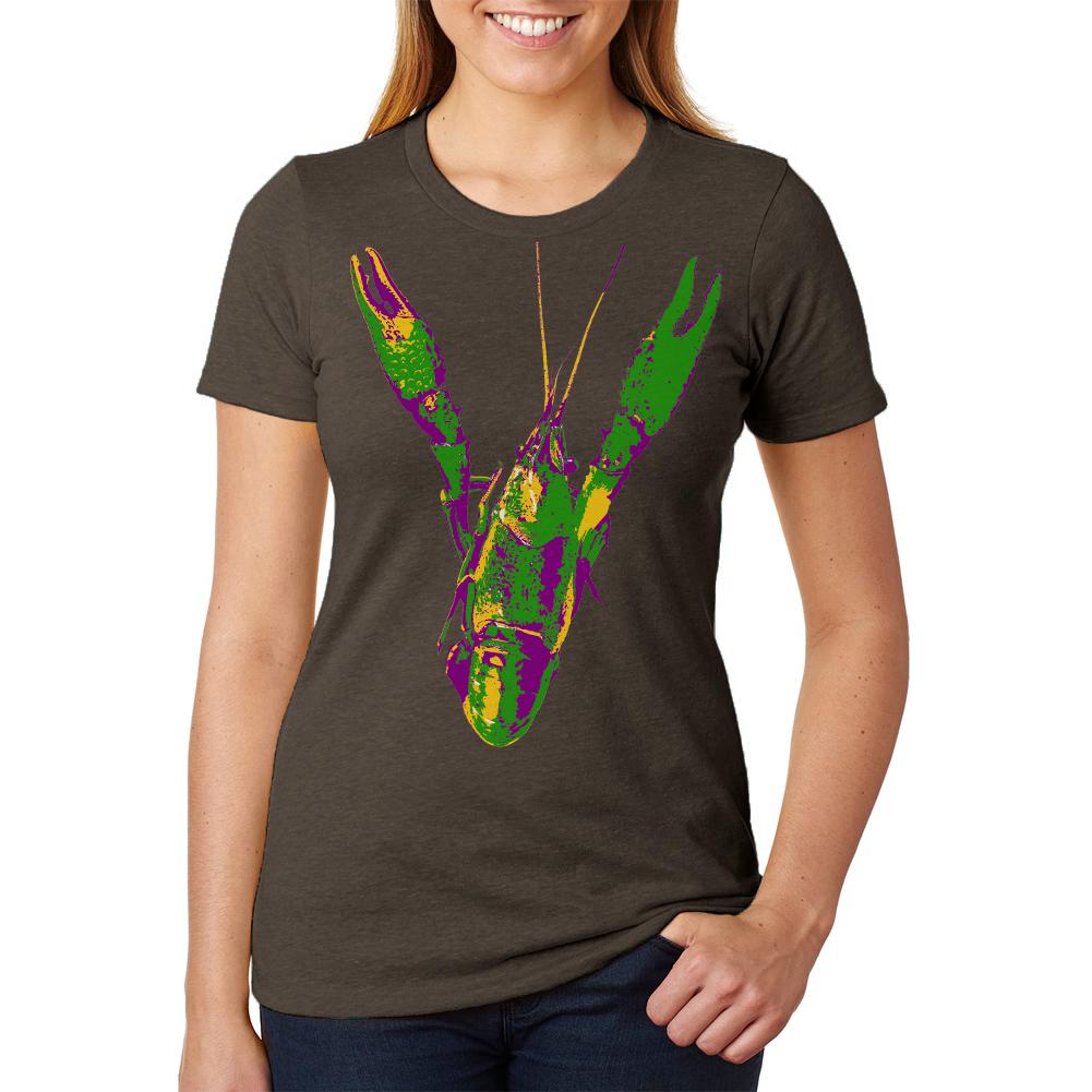 Mardi Gras Crawfish Womens Soft Heather T Shirt Women's T-Shirts Old Glory 2XL Brown