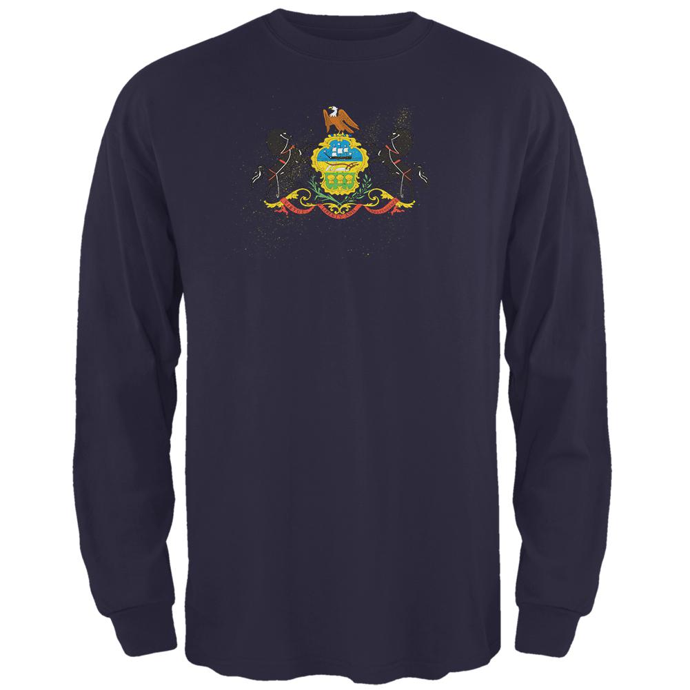 Born and Raised Pennsylvania State Flag Mens Long Sleeve T Shirt Men's Long Sleeves Old Glory 2XL Navy