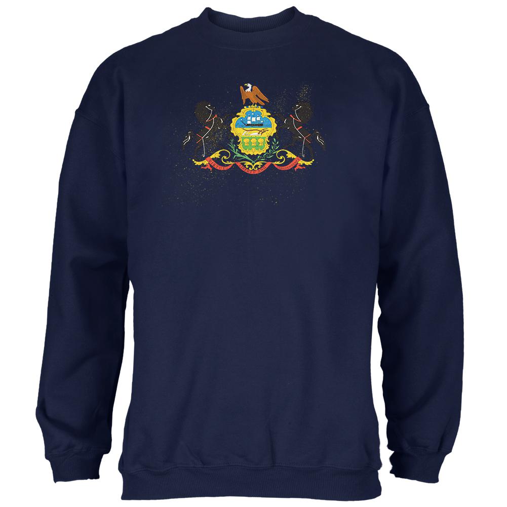 Born and Raised Pennsylvania State Flag Mens Sweatshirt Men's Sweatshirts Old Glory 2XL Navy