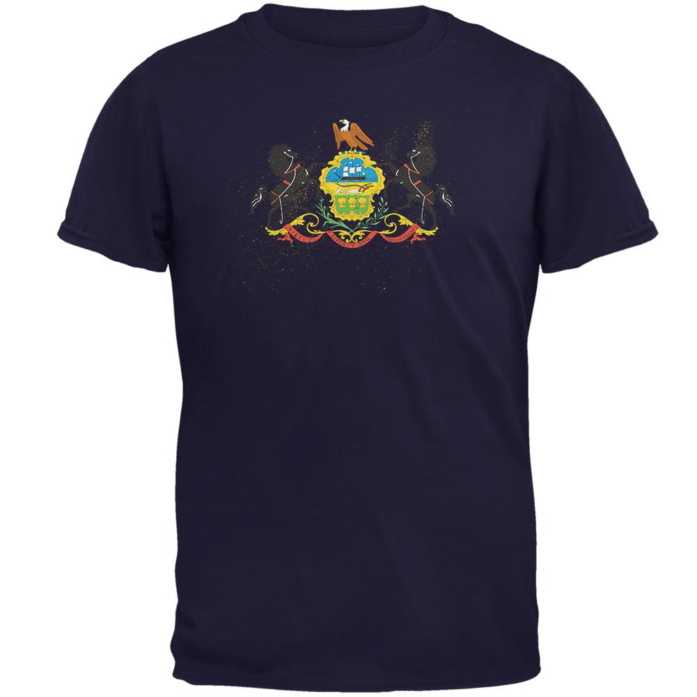 Born and Raised Pennsylvania State Flag Mens T Shirt Men's T-Shirts Old Glory 2XL Navy