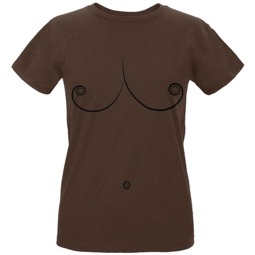 Feminism Spiral Boobs and Belly Button Womens Organic T Shirt Women's T-Shirts Old Glory LG Brown