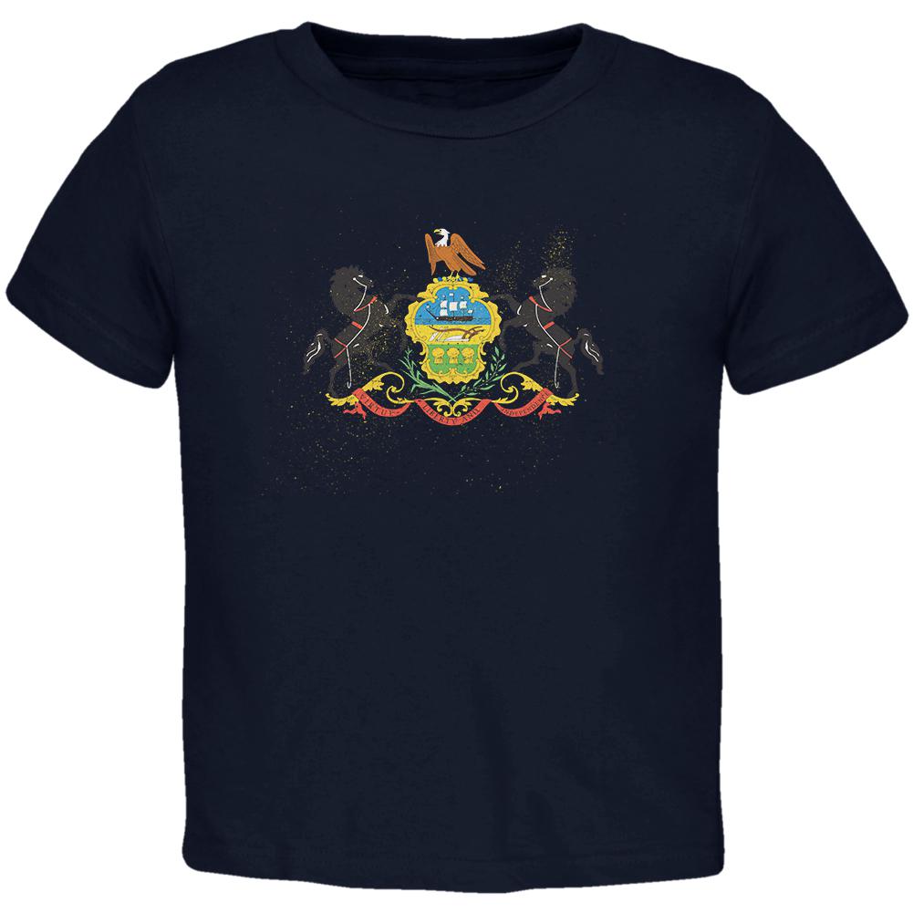 Born and Raised Pennsylvania State Flag Toddler T Shirt Toddler T-Shirts Old Glory 2T Navy