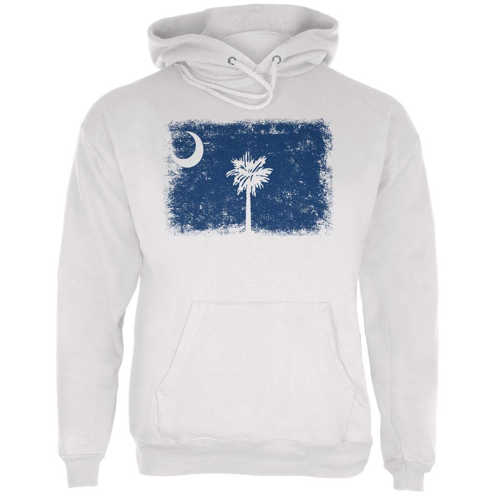 Born and Raised South Carolina State Flag Mens Hoodie Men's Hoodies Old Glory LG White