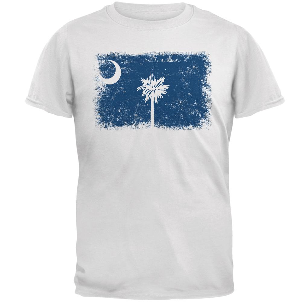 Born and Raised South Carolina State Flag Mens T Shirt Men's T-Shirts Old Glory 2XL White