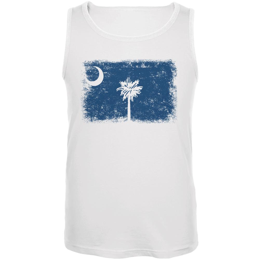 Born and Raised South Carolina State Flag Mens Tank Top Men's Tank Tops Old Glory 2XL White