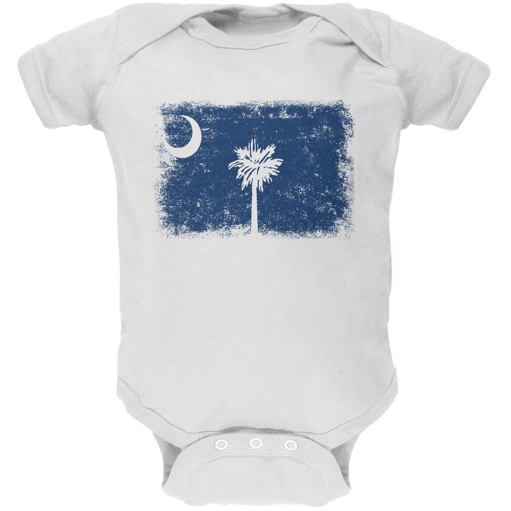 Born and Raised South Carolina State Flag Soft Baby One Piece Baby One Piece Old Glory 0-3M White