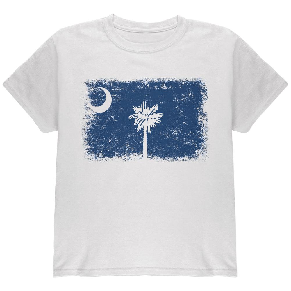 Born and Raised South Carolina State Flag Youth T Shirt Youth T-Shirts Old Glory LG White