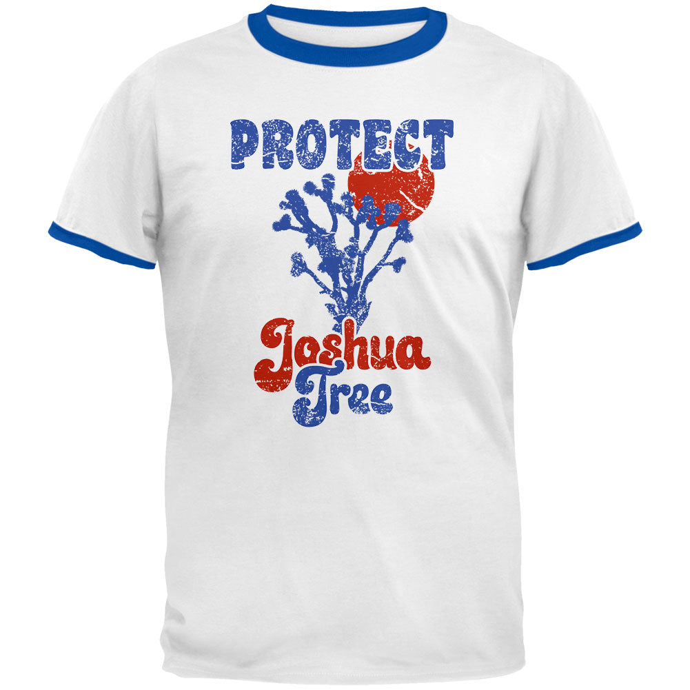 National Park Retro 70s Landscape Protect Joshua Tree Mens Ringer T Shirt Men's T-Shirts Old Glory 2XL White-Royal