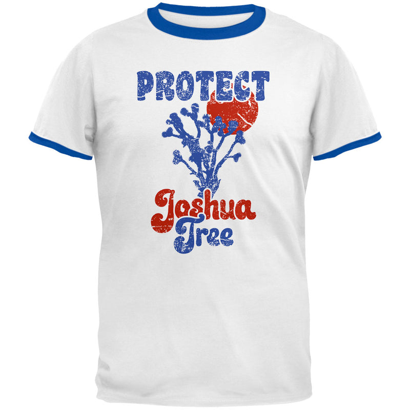 National Park Retro 70s Landscape Protect Joshua Tree Mens Ringer T Shirt Men's T-Shirts Old Glory 2XL White-Royal