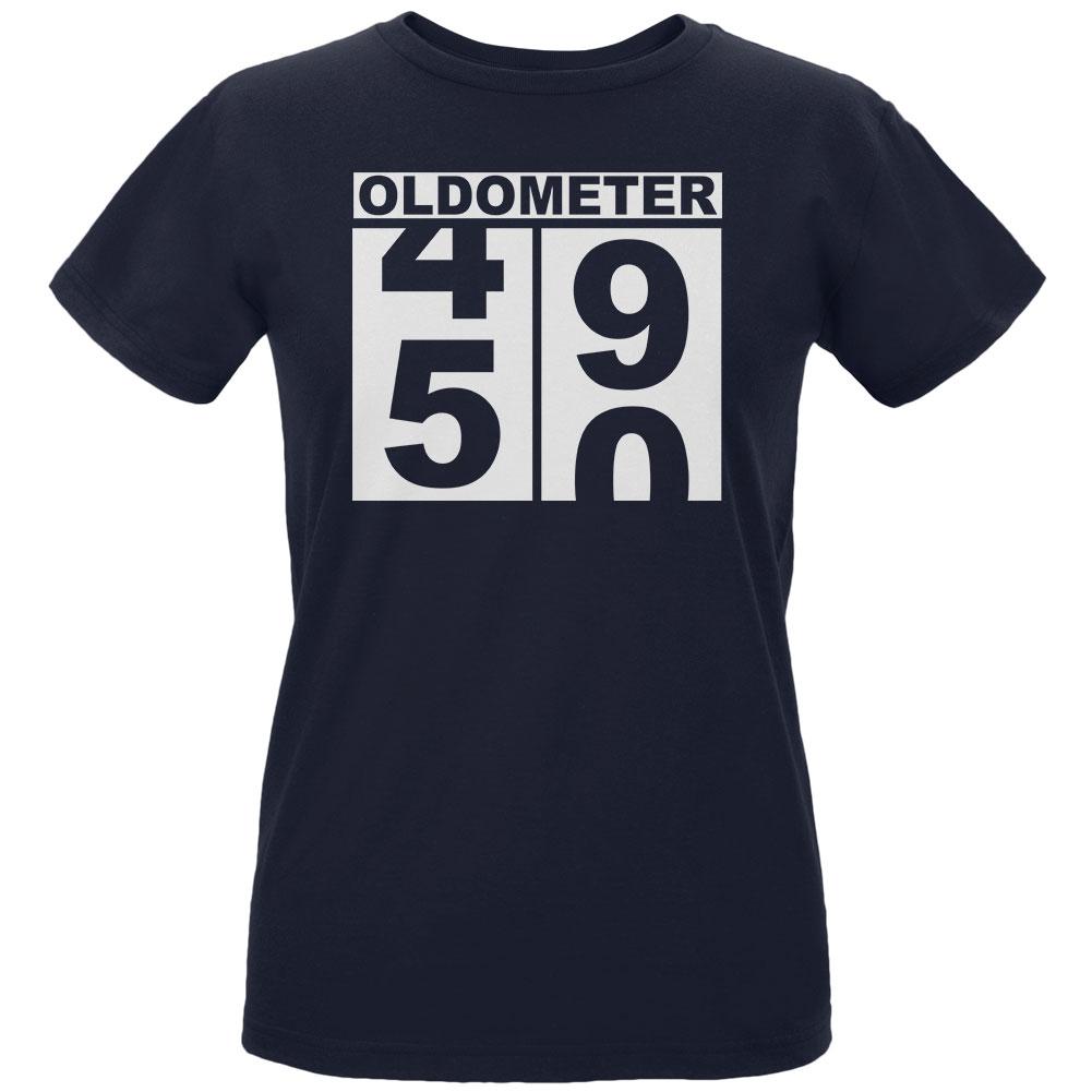 Milestone Birthday Oldometer Odometer Turning 50 Womens Organic T Shirt Women's T-Shirts Old Glory LG Black
