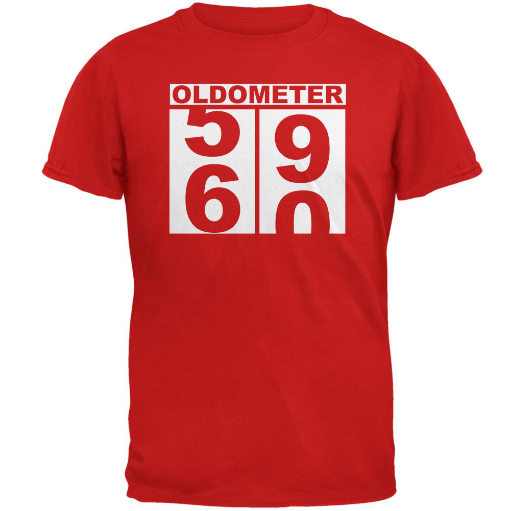 Milestone Birthday Oldometer Odometer Turning 60 Mens T Shirt Men's T-Shirts Old Glory 2XL Red