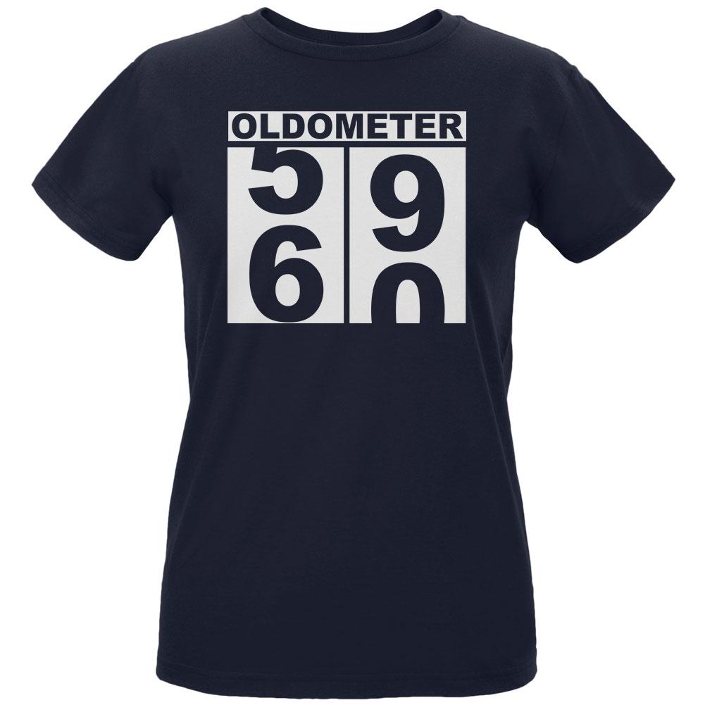 Milestone Birthday Oldometer Odometer Turning 60 Womens Organic T Shirt Women's T-Shirts Old Glory LG Navy
