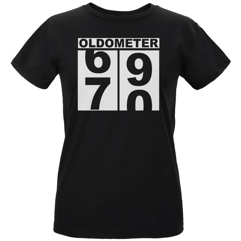 Milestone Birthday Oldometer Odometer Turning 70 Womens Organic T Shirt Women's T-Shirts Old Glory LG Black