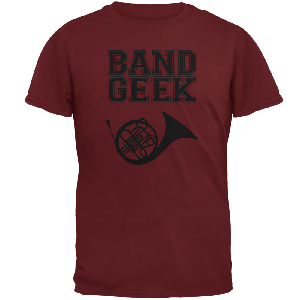 Band Geek French Horn Mens T Shirt Men's T-Shirts Old Glory 2XL Garnet Red