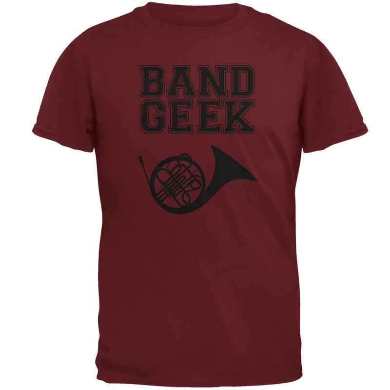 Band Geek French Horn Mens T Shirt Men's T-Shirts Old Glory 2XL Garnet Red