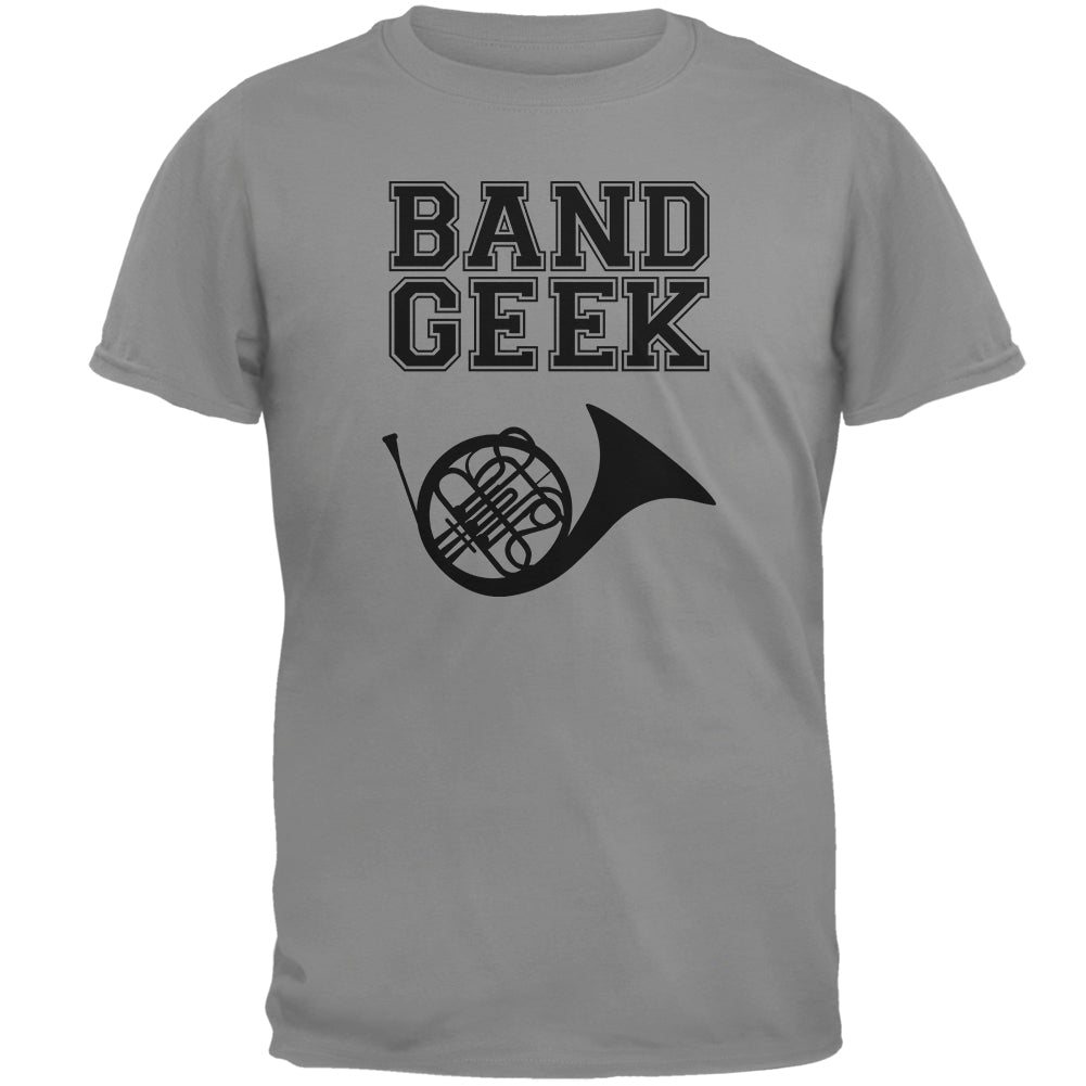 Band Geek French Horn Mens T Shirt Men's T-Shirts Old Glory 2XL Gravel