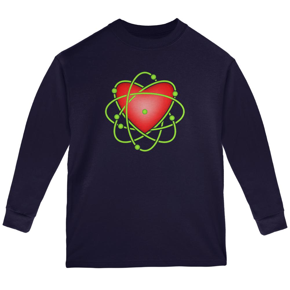 I Love Science Atomic Heart Youth Long Sleeve T Shirt Youth Long Sleeves Old Glory LG Navy