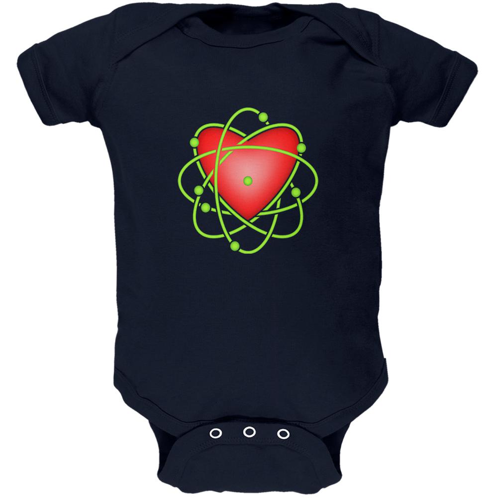 I Love Science Atomic Heart Soft Baby One Piece Baby One Piece Old Glory 0-3M Navy