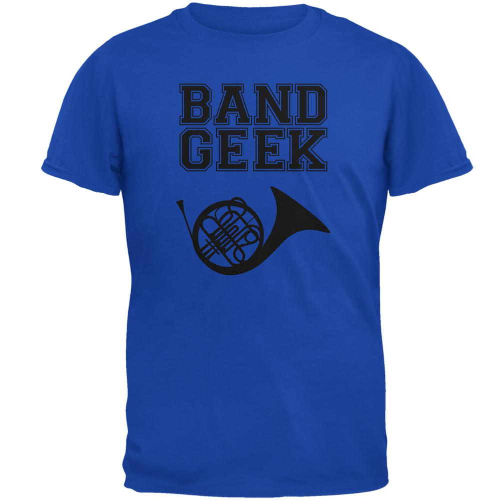 Band Geek French Horn Mens Soft T Shirt Men's T-Shirts Old Glory SM Blue