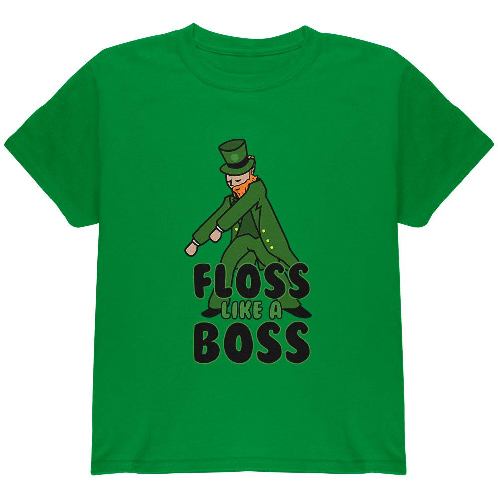 St. Patrick's Day Flossing Leprechaun Youth T Shirt Youth T-Shirts Old Glory LG Green