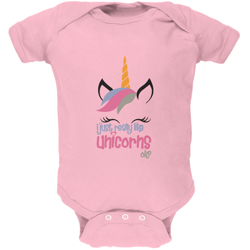 I Just Really Like Unicorns ok? Soft Baby One Piece Baby One Piece Old Glory 0-3M Pink