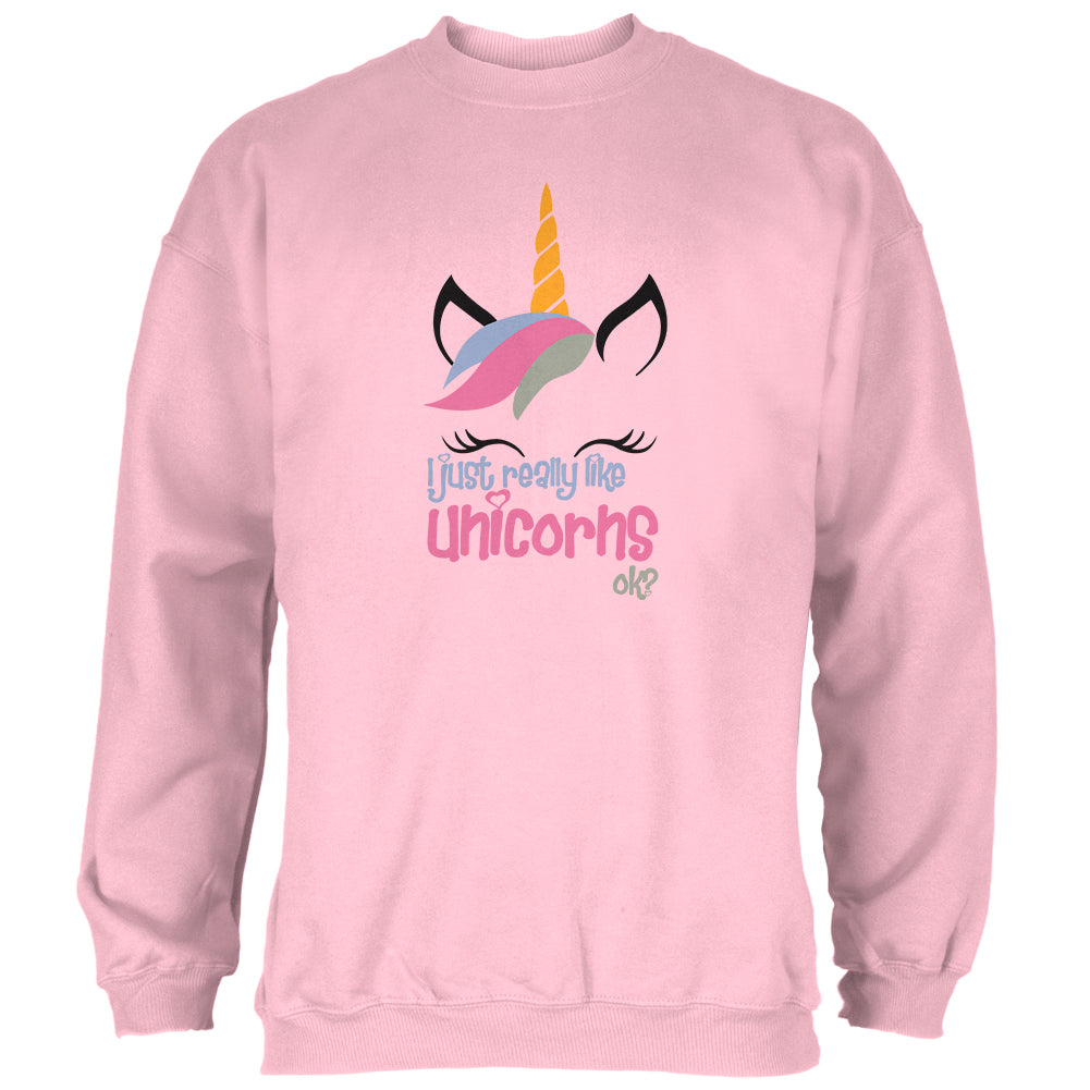I Just Really Like Unicorns ok? Mens Sweatshirt Men's Sweatshirts Old Glory 2XL Pink