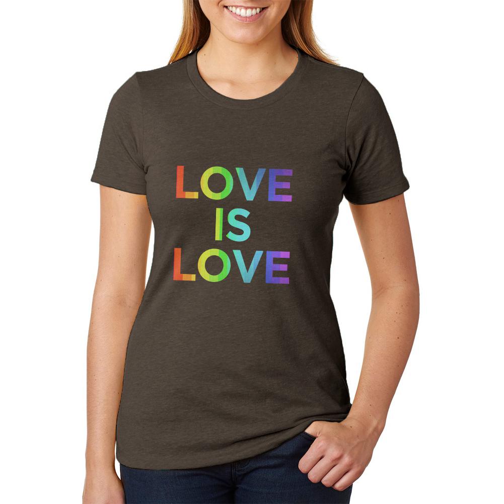 LGBT Gay Pride Love Is Love Womens Soft Heather T Shirt Women's T-Shirts LGBT 2XL Brown