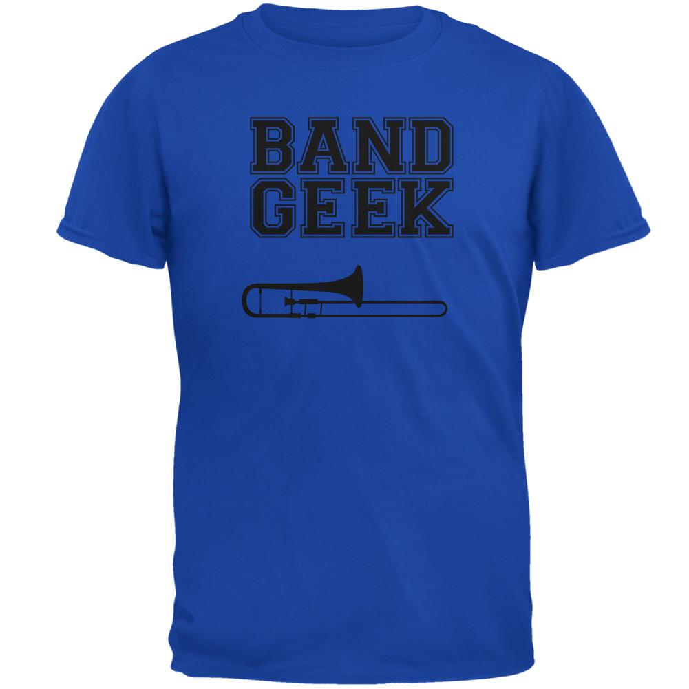 Band Geek Trombone Mens Soft T Shirt Men's T-Shirts Old Glory SM Blue