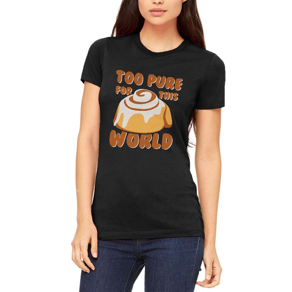 Cinnamon Bun Roll Too Pure for this World Juniors Soft T Shirt Juniors T-Shirts Old Glory 2XL Black