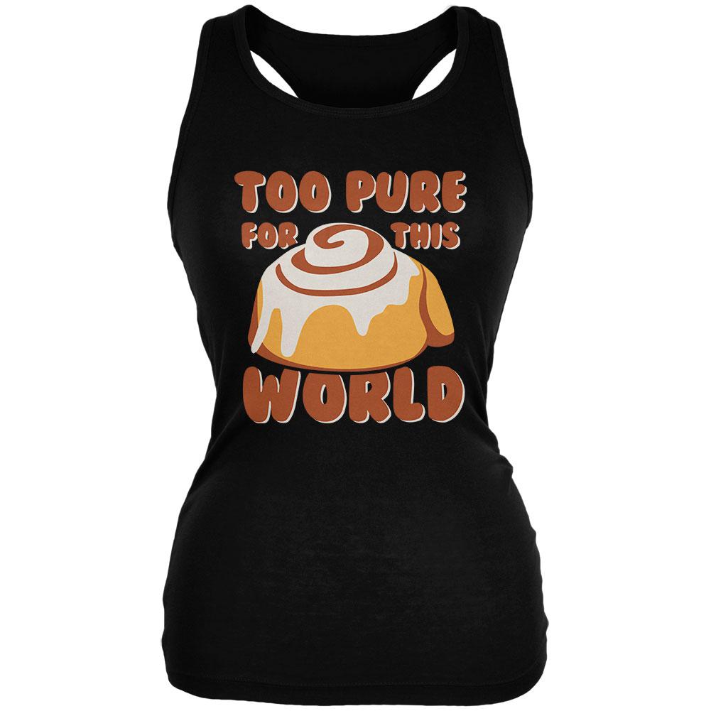 Cinnamon Bun Roll Too Pure for this World Juniors Soft Tank Top Juniors Tank Tops Old Glory 2XL Black