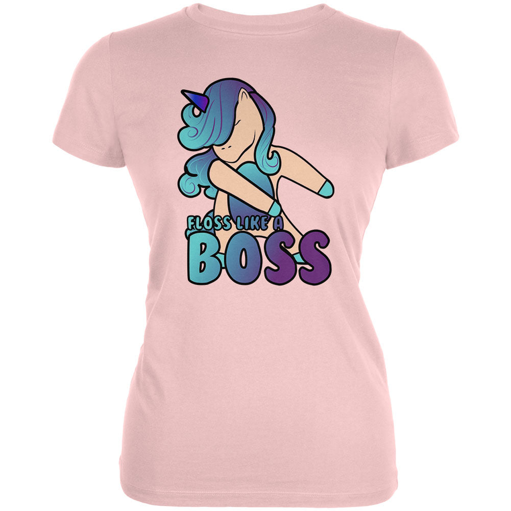 Floss Like A Boss Flossing Unicorn Dance Juniors Soft T Shirt Juniors T-Shirts Old Glory 2XL Pink