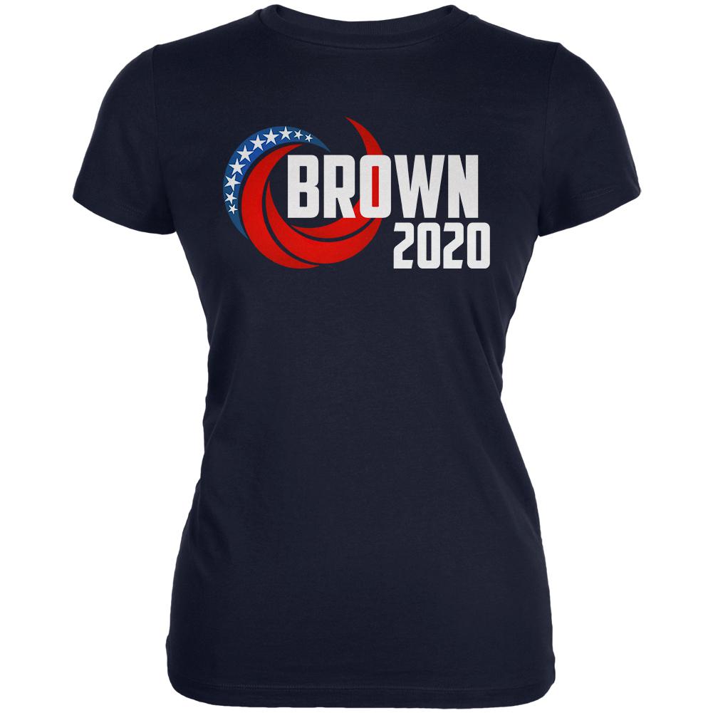 Presidential Election 2020 Jerry Brown Swoosh Juniors Soft T Shirt Juniors T-Shirts Old Glory 2XL Navy