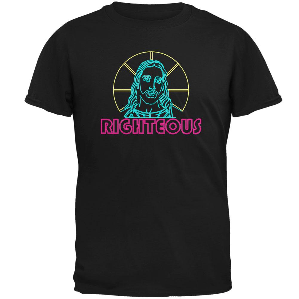 80's Neon Righteous Jesus Christ Religion Mens T Shirt Men's T-Shirts Old Glory 2XL Black