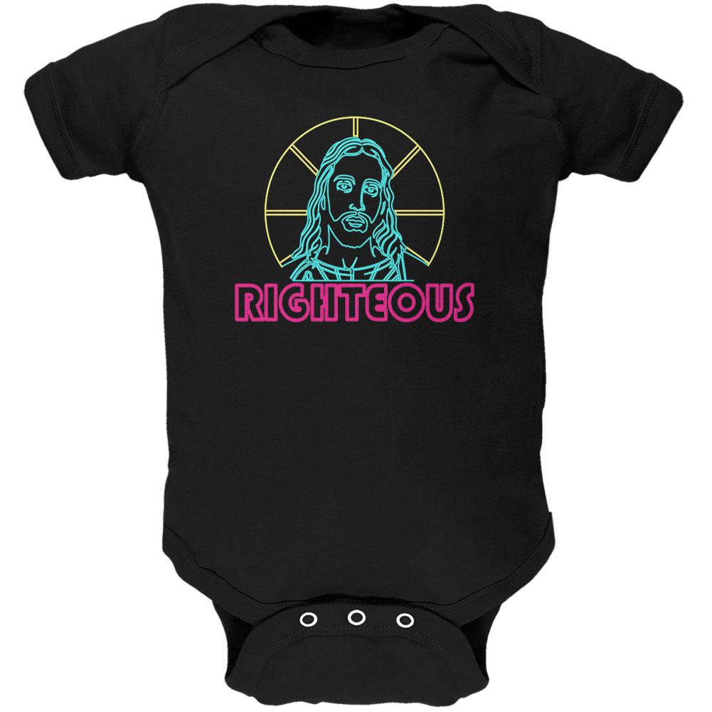 80's Neon Righteous Jesus Christ Religion Soft Baby One Piece Baby One Piece Old Glory 0-3M Black