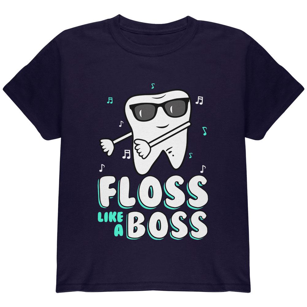 Flossing Tooth Dance Dentist Youth T Shirt Youth T-Shirts Old Glory LG Navy