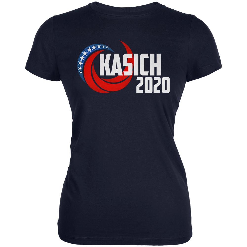 Presidential Election 2020 John Kasich Swoosh Juniors Soft T Shirt Juniors T-Shirts Old Glory 2XL Navy