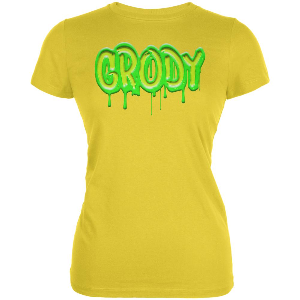 80's Retro Flashback Grody Slime Juniors Soft T Shirt Juniors T-Shirts Old Glory 2XL Yellow